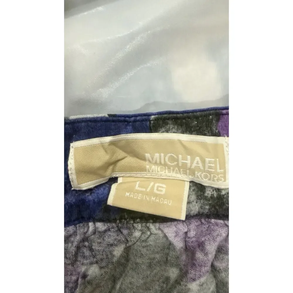 Vintage Michael Kors Floral Flare Sleeve Top Sze L Purple Roses